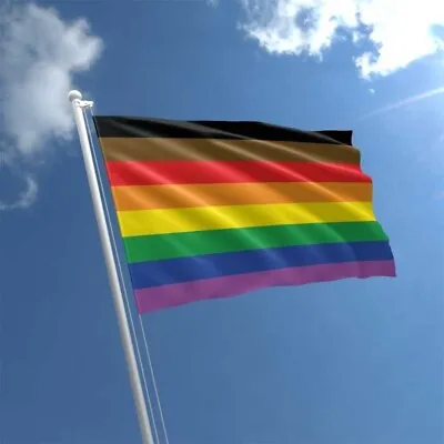 8 COLOUR RAINBOW PRIDE FLAG 5ft X 3ft Gay Inclusive Flags With Eyelets LGBTQIA+ • £2.50