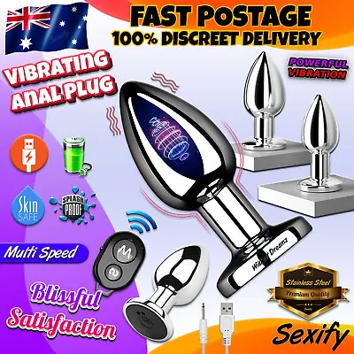 $39.95 • Buy Vibrating Anal Vibrator Butt Plug Remote Control Prostate Massager Metal Sex Toy