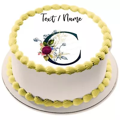 Letter Monogram C Cake Topper Party Decoration Personalized Name Edible Floral • $8.99