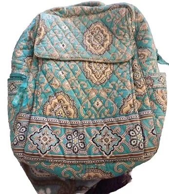 Vera Bradley Backpack Totally Turquoise Quilted Cotton Handbag Paisley Preowned • $5.99