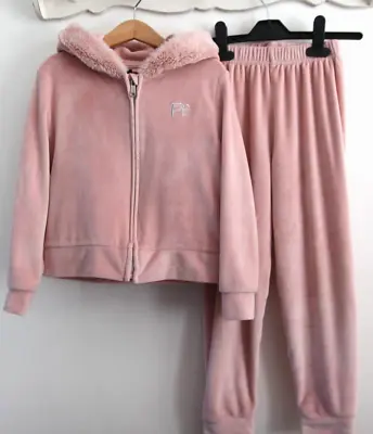 Firetrap Girls Pink Velour Hooded Track/lounge Suit Age 7-8 • £7