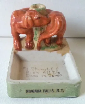 Antique/Vintage Advertising Match Striker Holder With A Dog Chasing Its Tail • $29.95