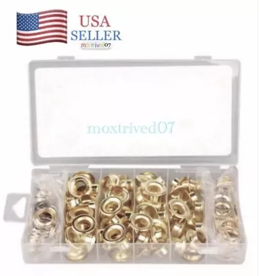 200 Piece 1/2  Brass Plated Replacement Grommets & Washers Set With Storage Case • $16.88