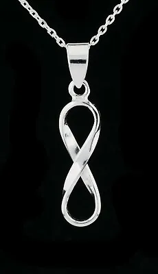 Solid 925 Sterling Silver Infinity Pendant Necklace Eight Love Friendship • £6.99