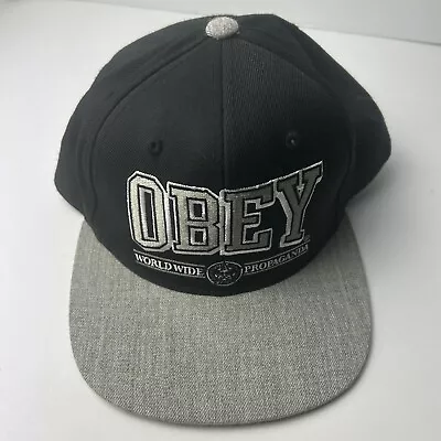 OBEY Heavy Embroidered Logo Cap Skater 90's Streetwear Hip Hop Hat Black Grey • $16.95