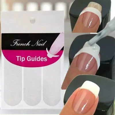 5 Pack (240pc) French Manicure Nail Art Tips Form Guide Sticker DIY Stencil USA • $3.49