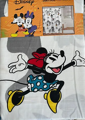 Disney Mickey Mouse Minnie Halloween Shower Curtain 72”x72” Ghost Shadows Spooky • $35