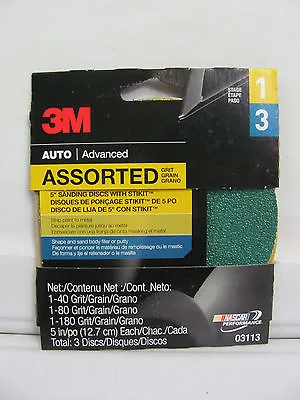 $6.72 • Buy NEW Qty Of 1 3M 03113 5  Adhesive Backed Sanding Disc With 3 Assorted Discs