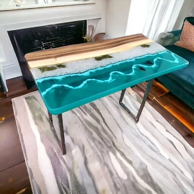 Beach Epoxy Dining Table | Epoxy River Table | Resin End Table | Live Edge Decor • $428