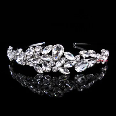 £11.39 • Buy 3.5cm Tall Drip Clear White Crystal Side Wedding Queen Princess Prom Tiara Crown