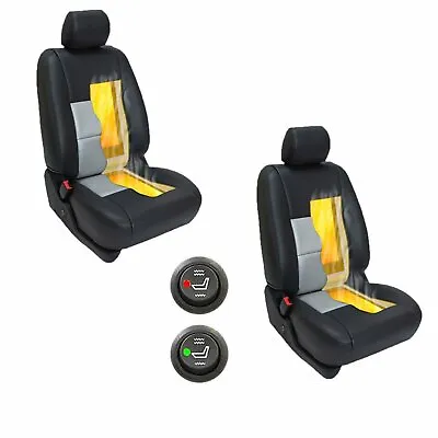 2 Seats Carbon Fiber Universal Heated Seat Heater Kit Car Cushion - Round Switch • $139.95