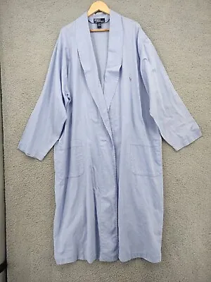 Polo Ralph Lauren Sleep Robe Mens L/XL Blue 100% Cotton Long Sleeve Pony Light • $26.99
