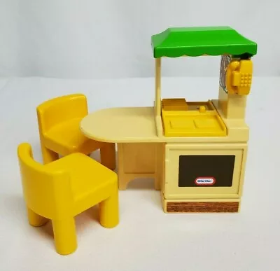 Vintage 1980's Little Tikes Place Green PARTY KITCHEN With 2 CHAIR Dollhouse  • $19.95