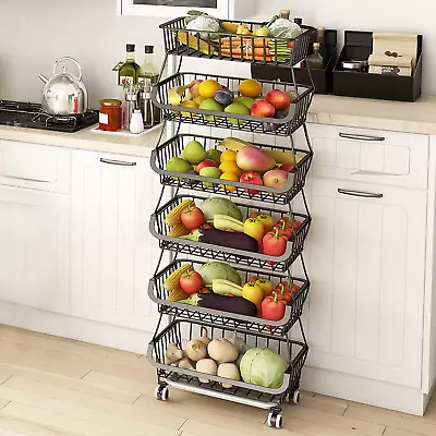 6 Tier Fruit Vegetable Basket For Kitchen Fruit Vegetable Storage Cart/ Bins Fo • $64.99