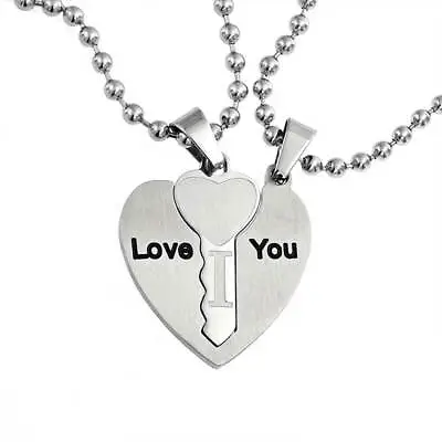 I LOVE YOU Couples Heart Key Puzzle Pendant Necklace Stainless Steel • $16.99
