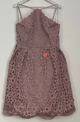 Chi Chi Womens Mink Tall Lace Overlay Scalloped Midi Dress Size 16 • $49.33