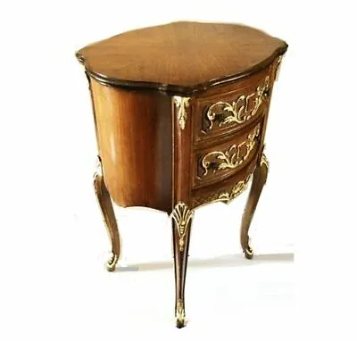 Vintage Queen Anne Table. Accent Table W/ 2 Drawers. Gold Leaf Details.  1940's. • $798