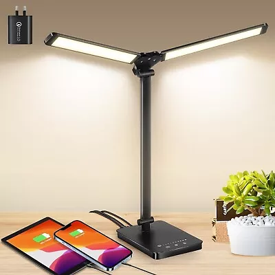 60cm Double Head Desk Lamp Piano Light With 2 USB Charging Ports LED Desk Light • $53.90