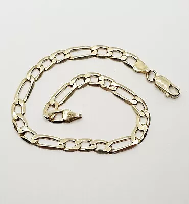 Gold Figaro Chain Bracelet Ankle Bracelet 9ct Yellow Gold Fancy Links 8 Inches  • £230