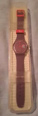 London 2012 Olympic Paralympic Gamesmaker Swatch Watch Purple In Box New • £39