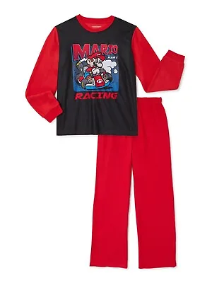 NINTENDO MARIO KART Boys 2 PIECE Flannel Pajama Set SIZE 4/5 6/7 8 10/12  NEW • $9.48