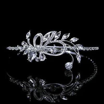£10.67 • Buy 12.5*4.5cm Big Flower Bridal Bridesmaid Prom Queen Crystal SIDE Tiara Headband