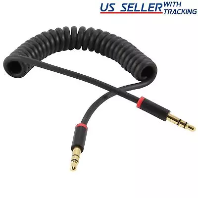 2x 3ft Spring Coiled 3.5mm Aux Cable Stereo Audio Auxiliary Cord (2-Pack) • $5.49