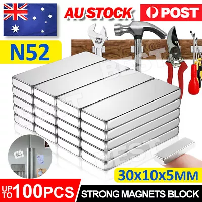 N52 Super Strong Magnets Block Rare Earth Cuboid Neodymium 30mm×10mm×5mm Magnet • $6.95