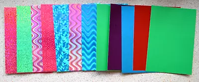 12 X A6 Assorted Colour Mirror/Holographic Effect Card In Assorted Patterns NEW • £1.75