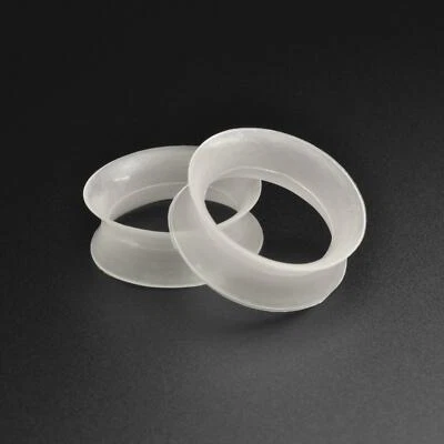 £5.99 • Buy Silicone Flesh Ear Tunnels Gauge | Ultra Thin Clear Silicone Double Flare Tunnel