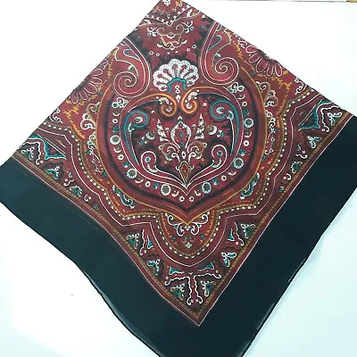 Vintage Moroccan BoHo Multi Colored Square Scarf Black Turquoise White No Tags • $5.99