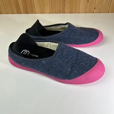 Mahabis Adult Classic Wool Slipper Shoes Women's 8 Navy Blue Pink • $19.99