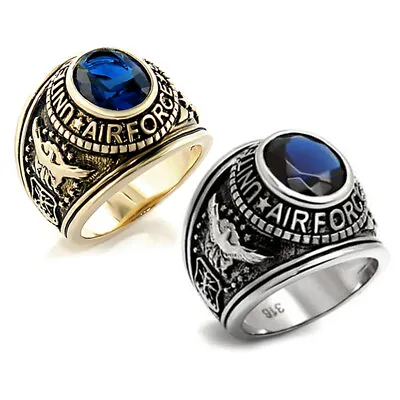 US Air Force Ring USMC Logo- Military Veteran Ring Mens USAF Silver Ring OR Gold • $19.20