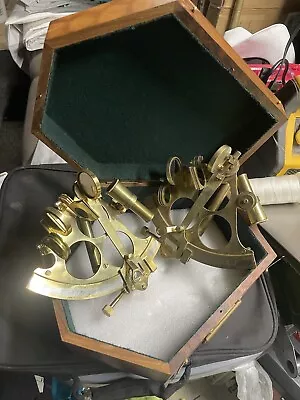 2 Vintage Marine Captain Sextant - Brass Nautical Sextant  With Wooden Box • $40