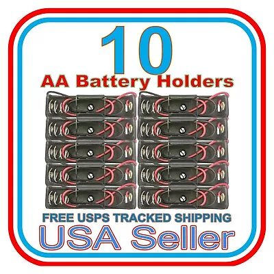 10 Pieces Battery Holder Case Box With Wire Leads For 1X AA Battery 1.5V • $10.49