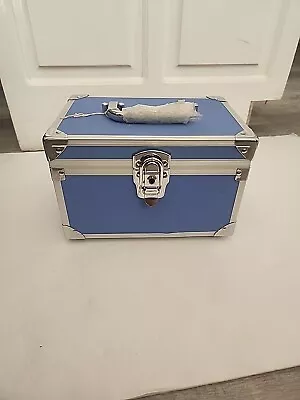 Aluminum Makeup Blue Train Case Jewelry Box Cosmetic Organizer With Mirror 9  • $22