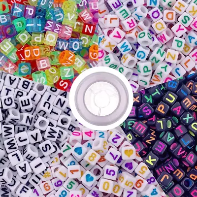 1000 Pcs Letter Beads Acrylic Cube Beads Alphabet Beads Number Beads Large Hole • $10.25