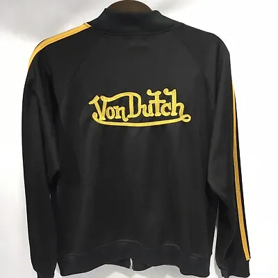 Vintage Von Dutch Track Jacket Youth 16/18 Black Gold Full Zip Y2K 40  Chest • $60