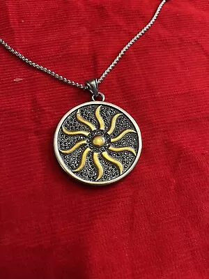 Hip Hop Fashion Men Flame / Sun GOD TITANIUM Stainless Steel Round Pendant • $13