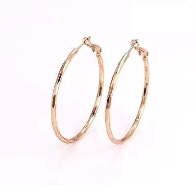 9ct 9k Rose Gold Plated Ladies Girls Lovely Hoop Creoles Earrings 40mm Gift 526 • £7.19