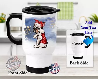 English Bulldog I Love Mom Customized Stainless Steel Tumbler Travel Coffee Mug • $25.99