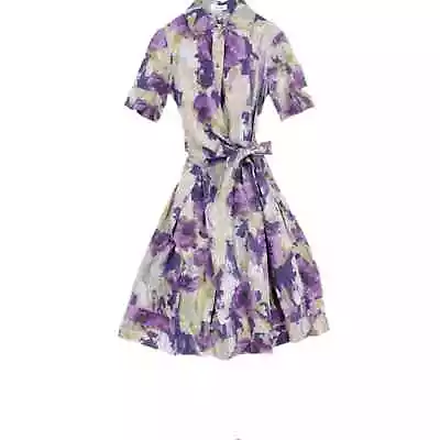 Moschino Watercolor Purple Floral Dress Womens 4 • $89