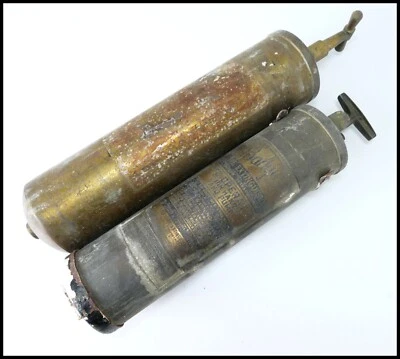 £78 • Buy 2 X Antique Fire Extinguisher Badger + Bracket | USA + Other Empty Hand Pump