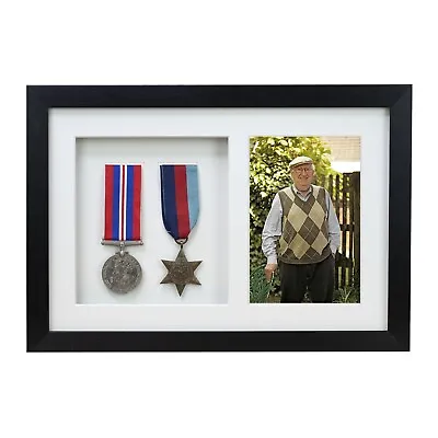 3d Deep Box Frame To Display War Military Sport Medals + Photo Black • £12.99