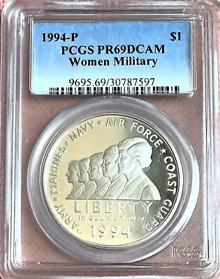 1994-p Women Military Commemorative Dollar Coin Graded By Pcgs Pr69 Deep Cameo • $54.99