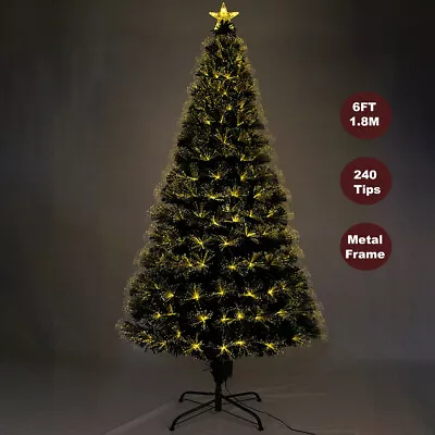 Christmas Tree 5/6/7F LED Fibre Optic 220 Lush Branches Metal Stand Warm White • $109.99