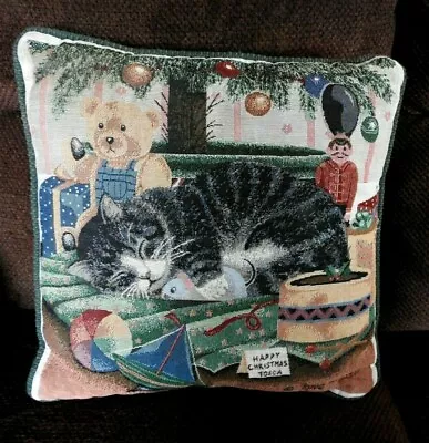 $24.95 • Buy Vintage Anne Mortimer Christmas Cat Boat Nutcracker Tapestry Pillow 17  X 17 