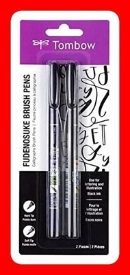 $13.81 • Buy Tombow Fudenosuke Brush Calligraphy Brush Pen 2 Pens Set | FREE SHIPPING NEW AU