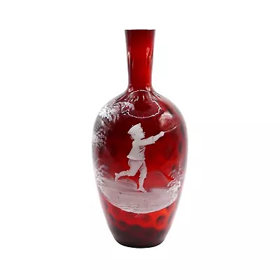 Antique Mary Gregory Victorian Dimpled Glass Ruby Red Vase • $150
