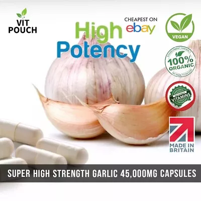 Odourless Garlic Capsules 45000mg Super High Strength BEST ON EBAY Vegan Veg UK  • £9.99